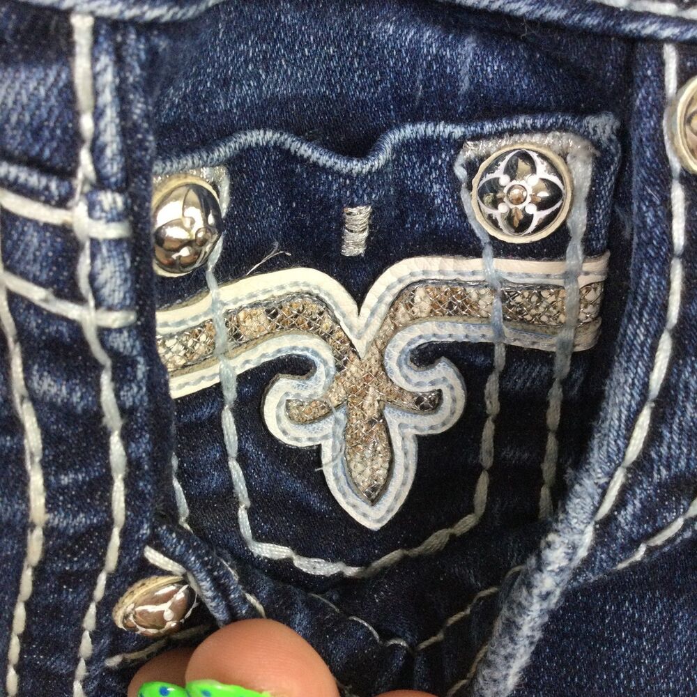 Rock Revival Women's Distressed Karla Capri Jeans Straight Leg Blue Size 26 - Picture 8 of 16